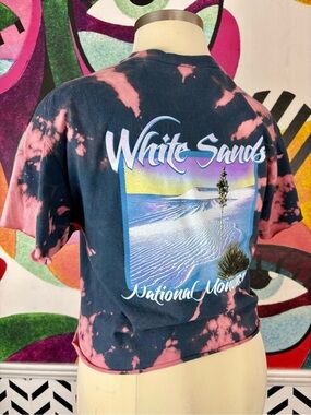 White Sands National Monument Bleach Tie Dyed Crop Tee